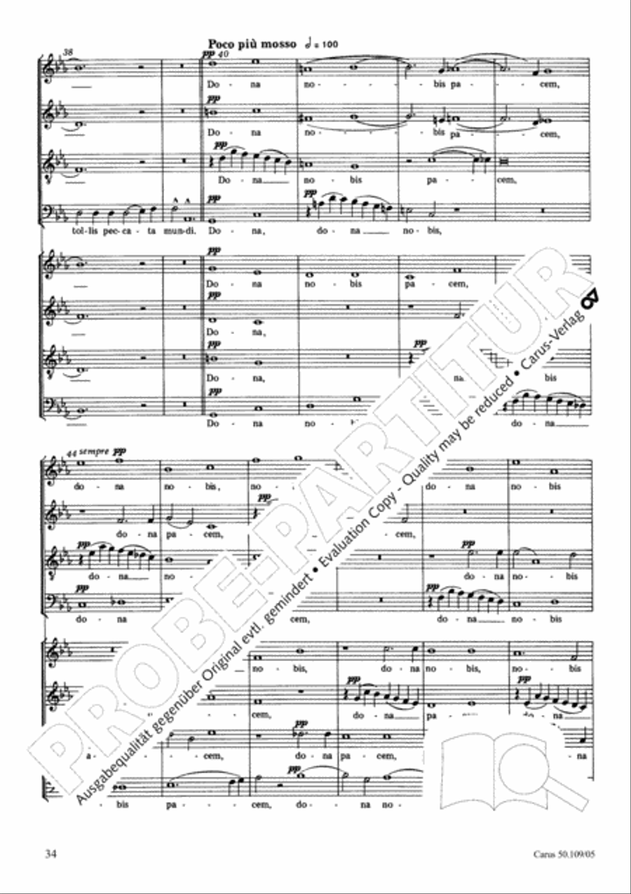 Mass in E flat major (Messe in Es) 4-Part scores gallery preview page 35