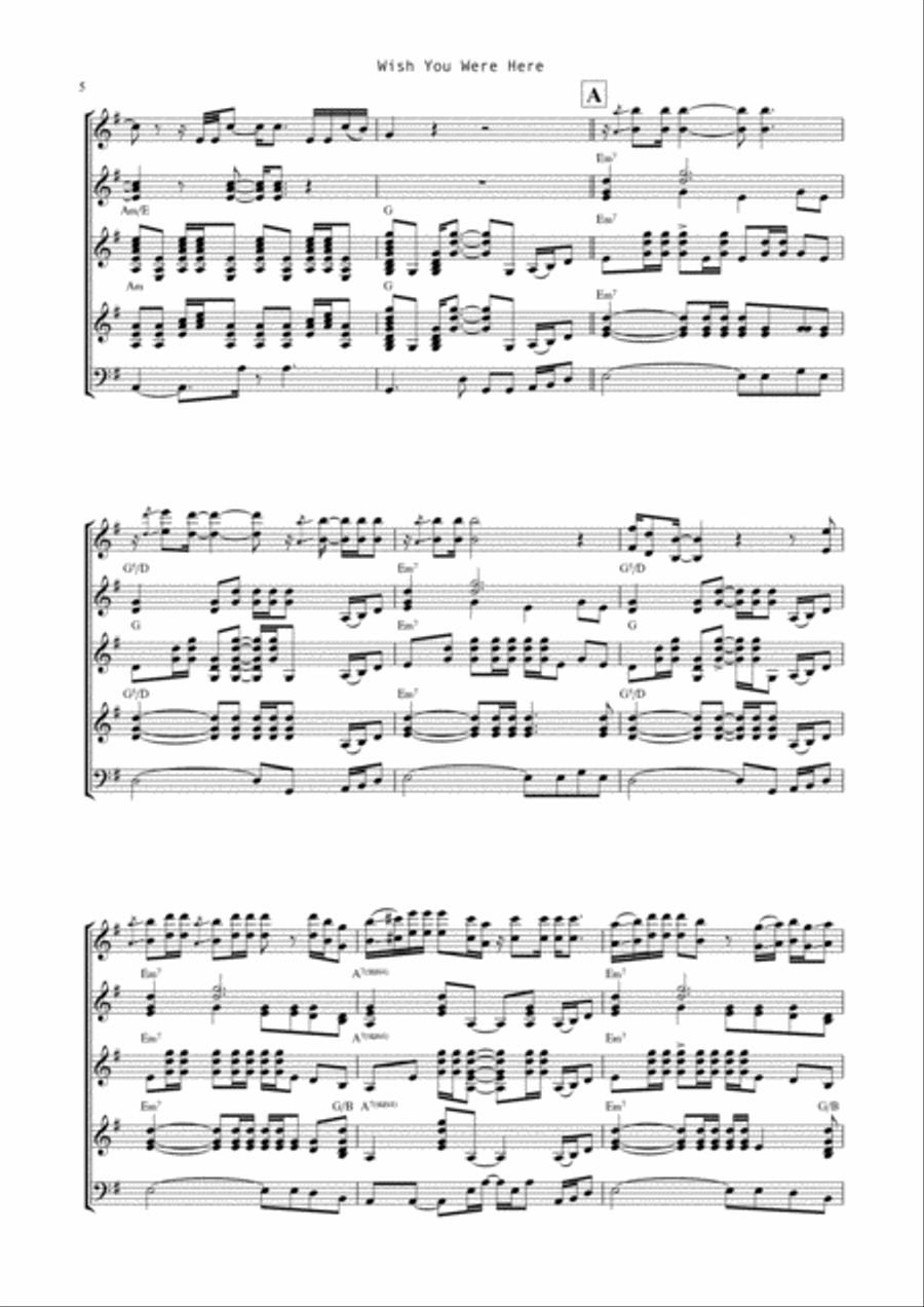 Wish You Were Here Guitar Ensemble scores gallery preview page 6