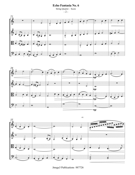 Sweelinck: Echo Fantasia No. 6 for String Quartet - Score Only image number null