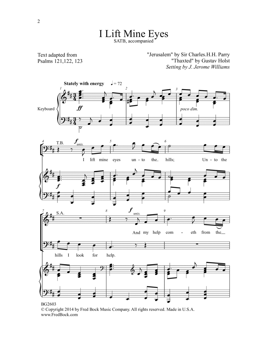 I Lift Mine Eyes 4-Part scores gallery preview page 1