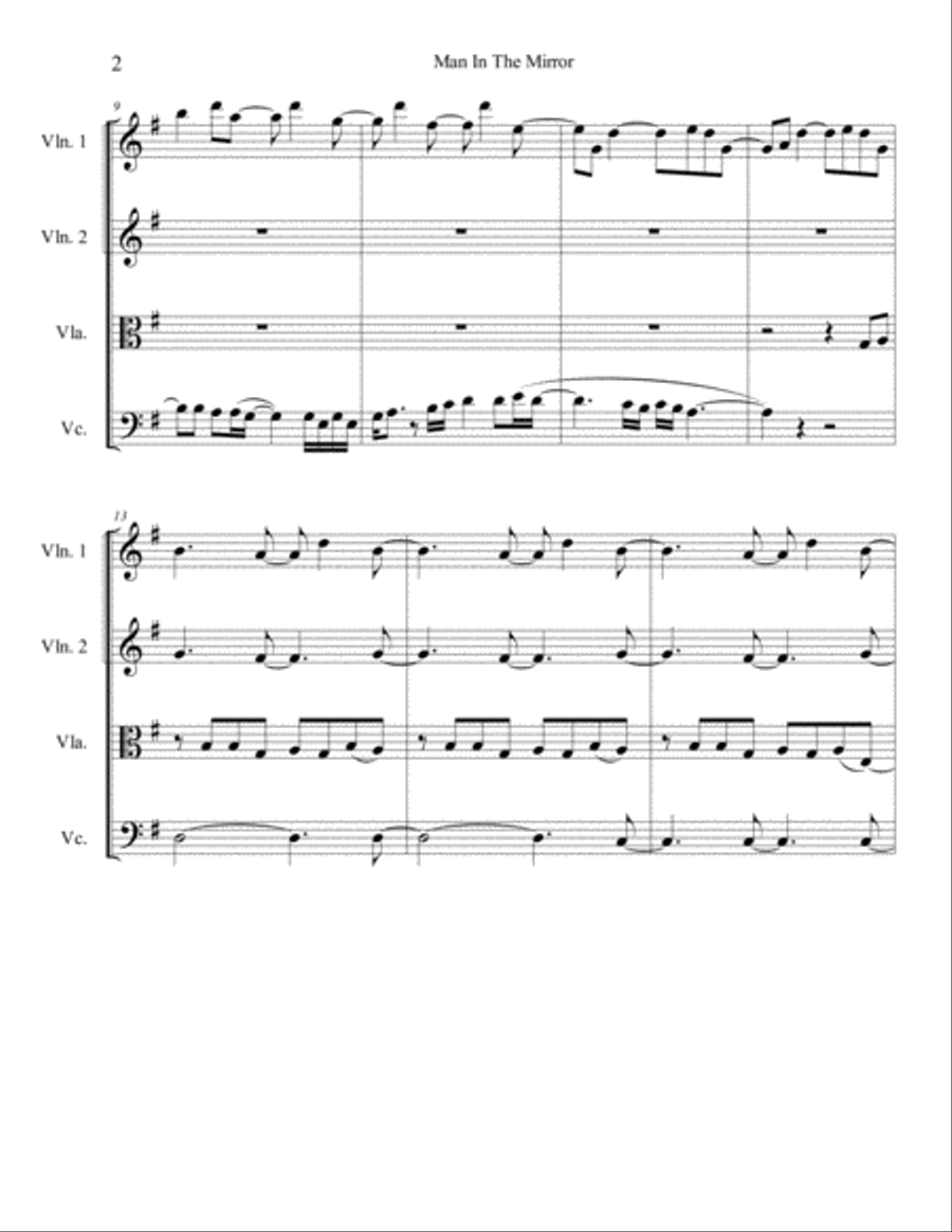 Man In The Mirror String Quartet scores gallery preview page 2