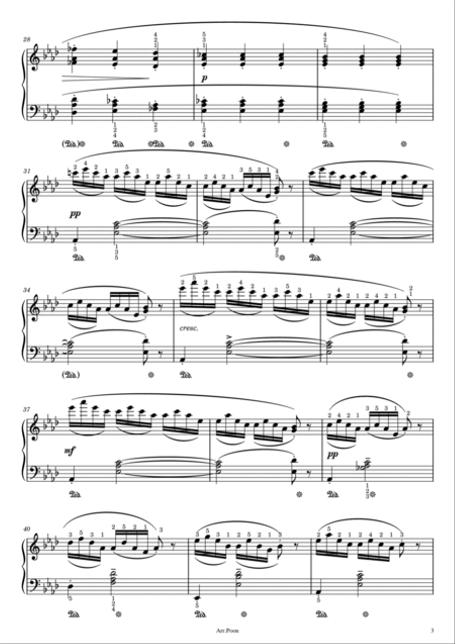 Schubert - 4 Impromptus in A♭ Major - Op.90 D.899 No.4 - Original With Fingered Piano Solo scores gallery preview page 3