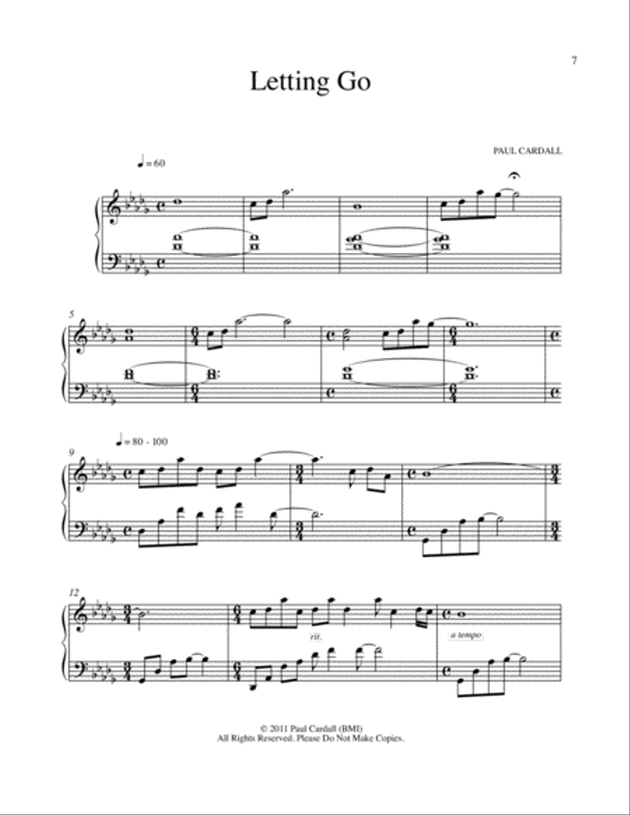 Letting Go Piano Solo scores gallery preview page 1