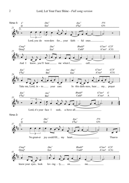 Lord, Let Your Face Shine (Ps. 4) [Lead Sheet]