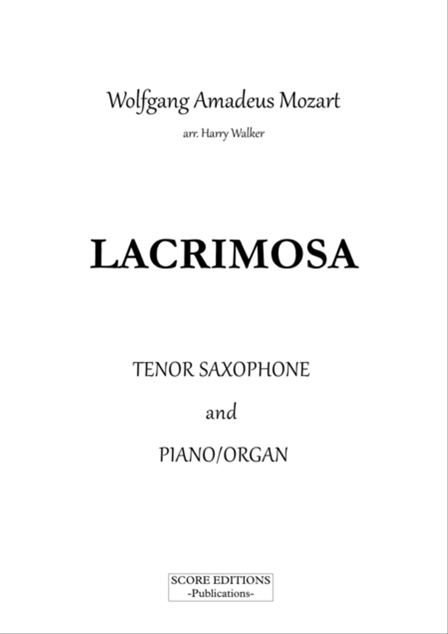 Lacrimosa - Mozart (for Tenor Saxophone and Piano/Organ) Tenor Saxophone scores gallery preview page 2