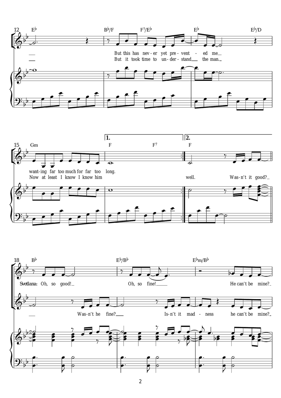 I Know Him So Well (from Chess) Piano, Vocal scores gallery preview page 2