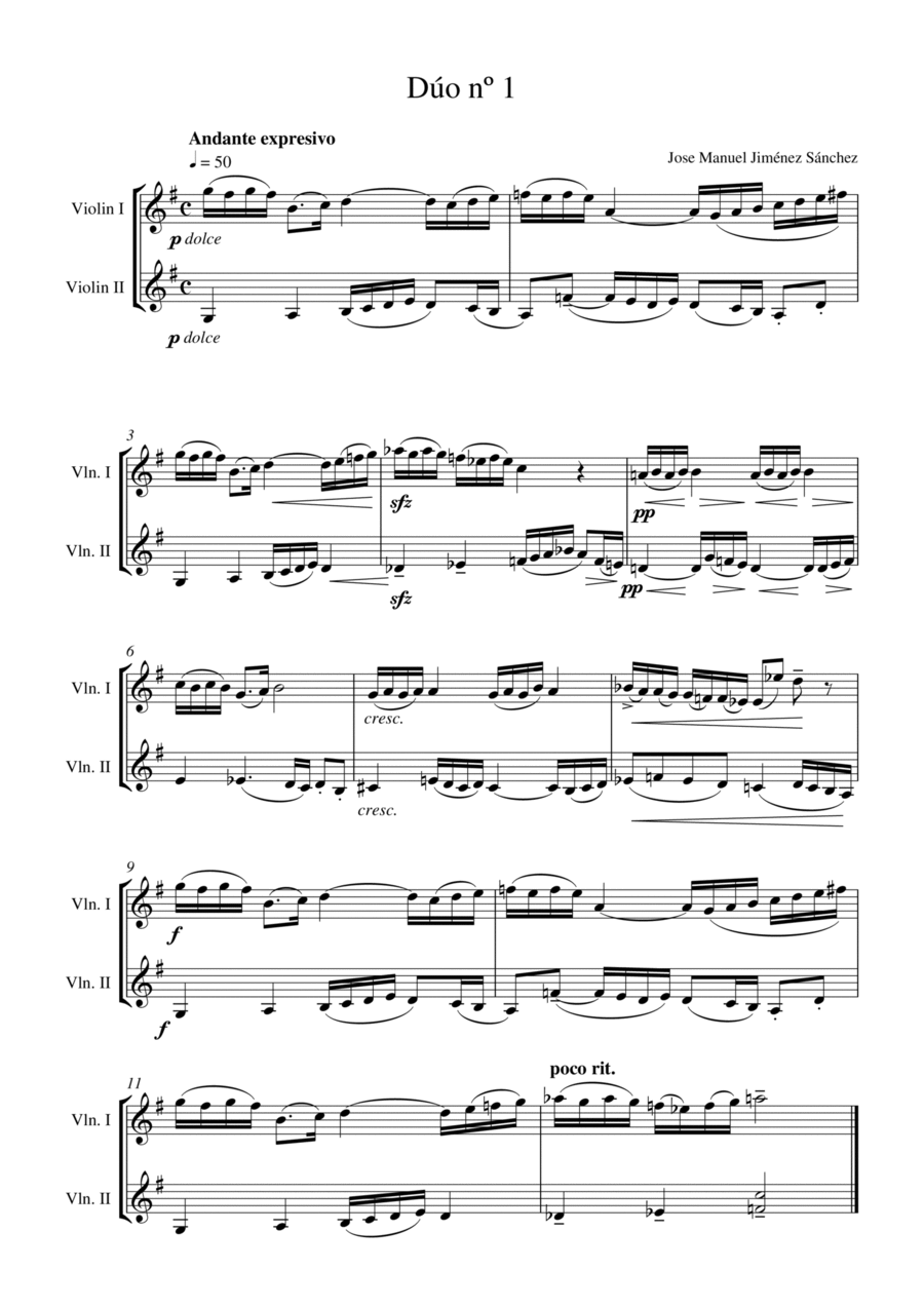 Dúo para 2 violines nº 1 Dúo para 2 violines nº 1 String Duet scores gallery preview page 1