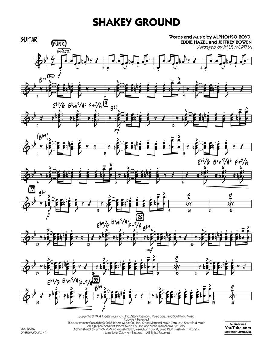 Shakey Ground (arr. Paul Murtha) - Guitar