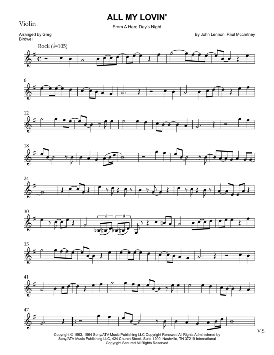 All My Loving All My Loving Violin Solo scores gallery preview page 1