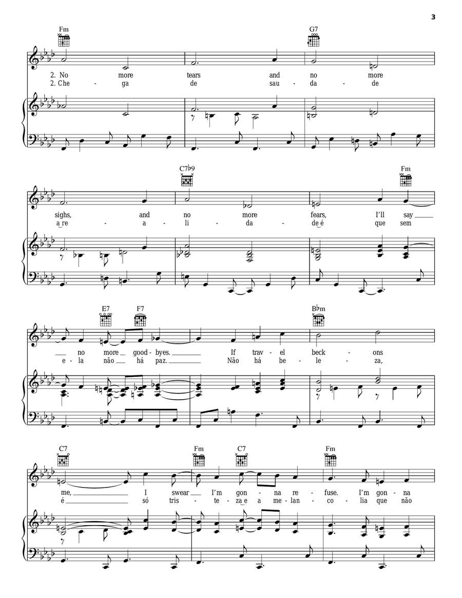 Chega De Saudade (No More Blues) Piano, Vocal, Guitar scores gallery preview page 3