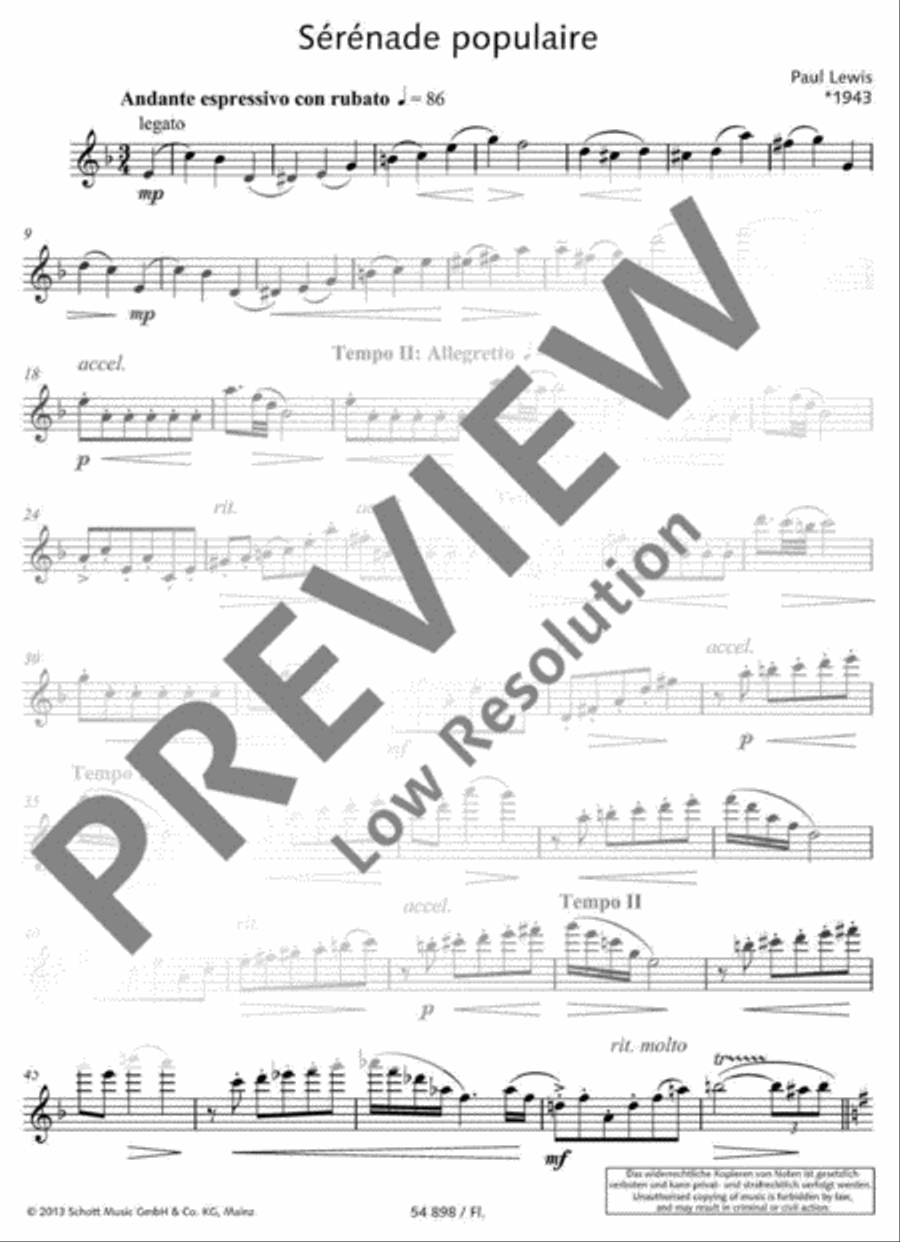 Sérénade populaire Flute Solo scores gallery preview page 13