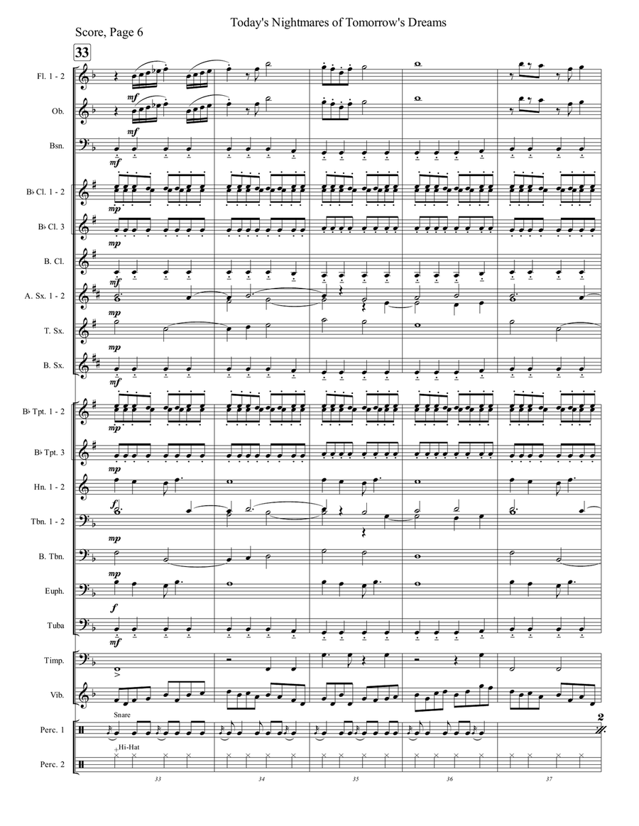Today's Nightmares of Tomorrow's Dreams Concert Band scores gallery preview page 6