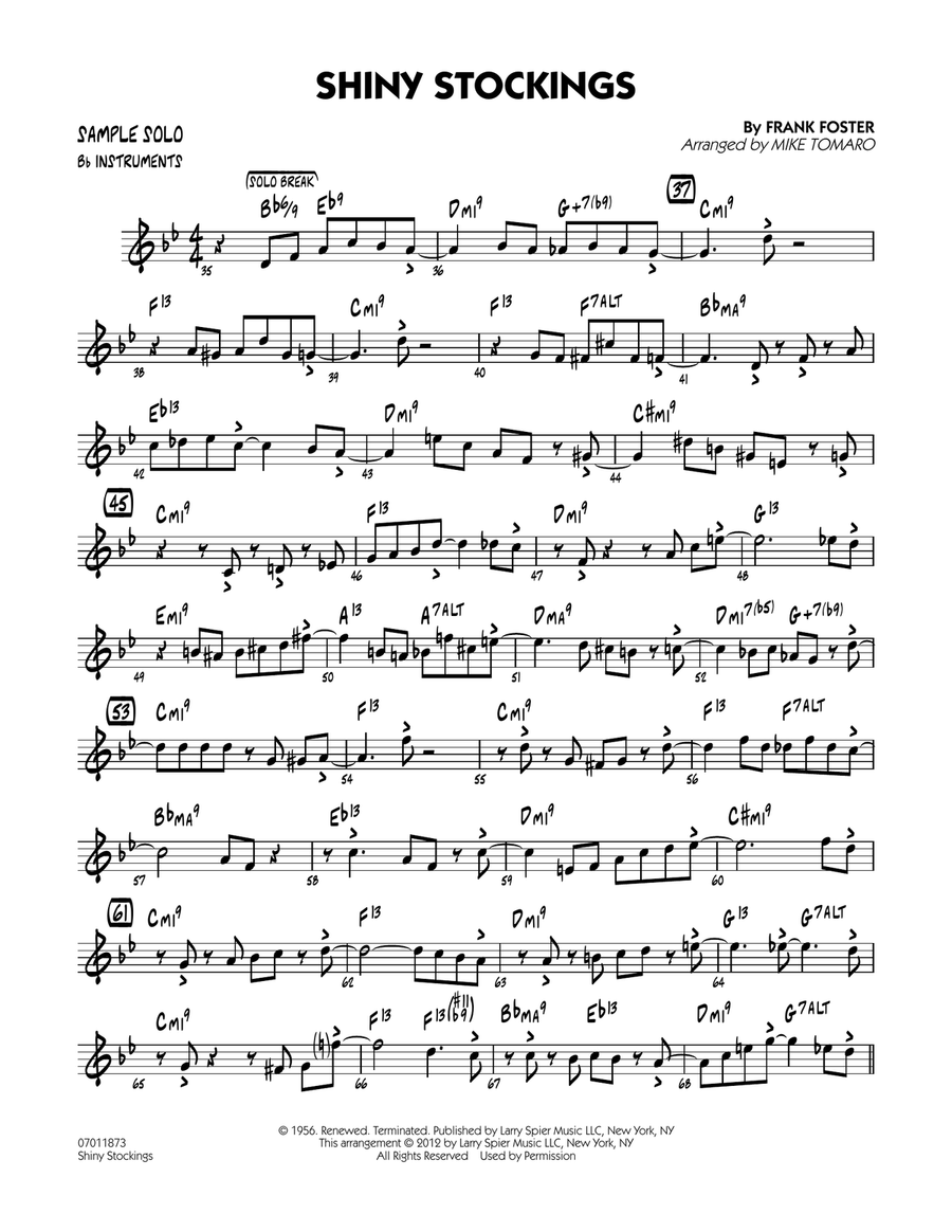 Shiny Stockings - Sample Solo - Bb Instruments Jazz Ensemble scores gallery preview page 1