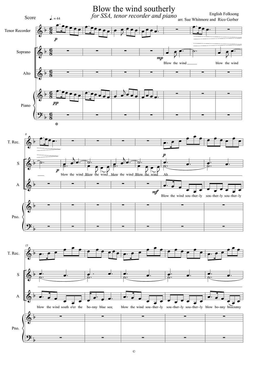 Blow the wind southerly Voice scores gallery preview page 1