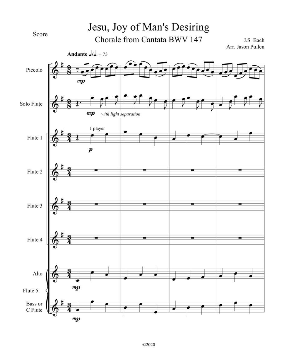 Jesu Joy of Mans Desiring [Flute Choir] Flute Choir scores gallery preview page 2