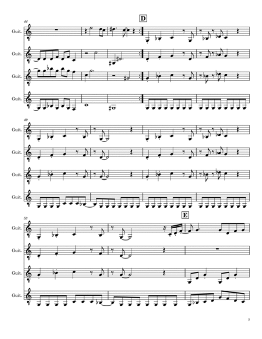 Smoke On The Water Smoke On The Water Guitar Ensemble scores gallery preview page 5