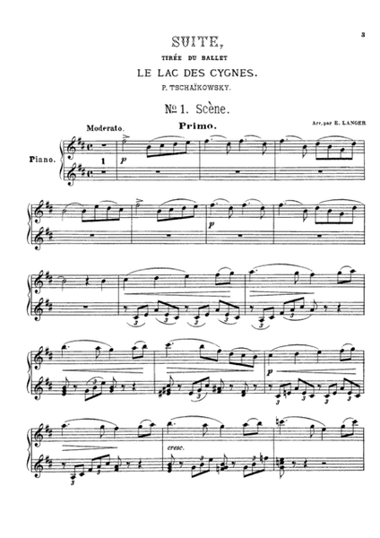 Tchaikowsky from Swan Lake Suite, for piano duet(1 piano, 4 hands), PT804