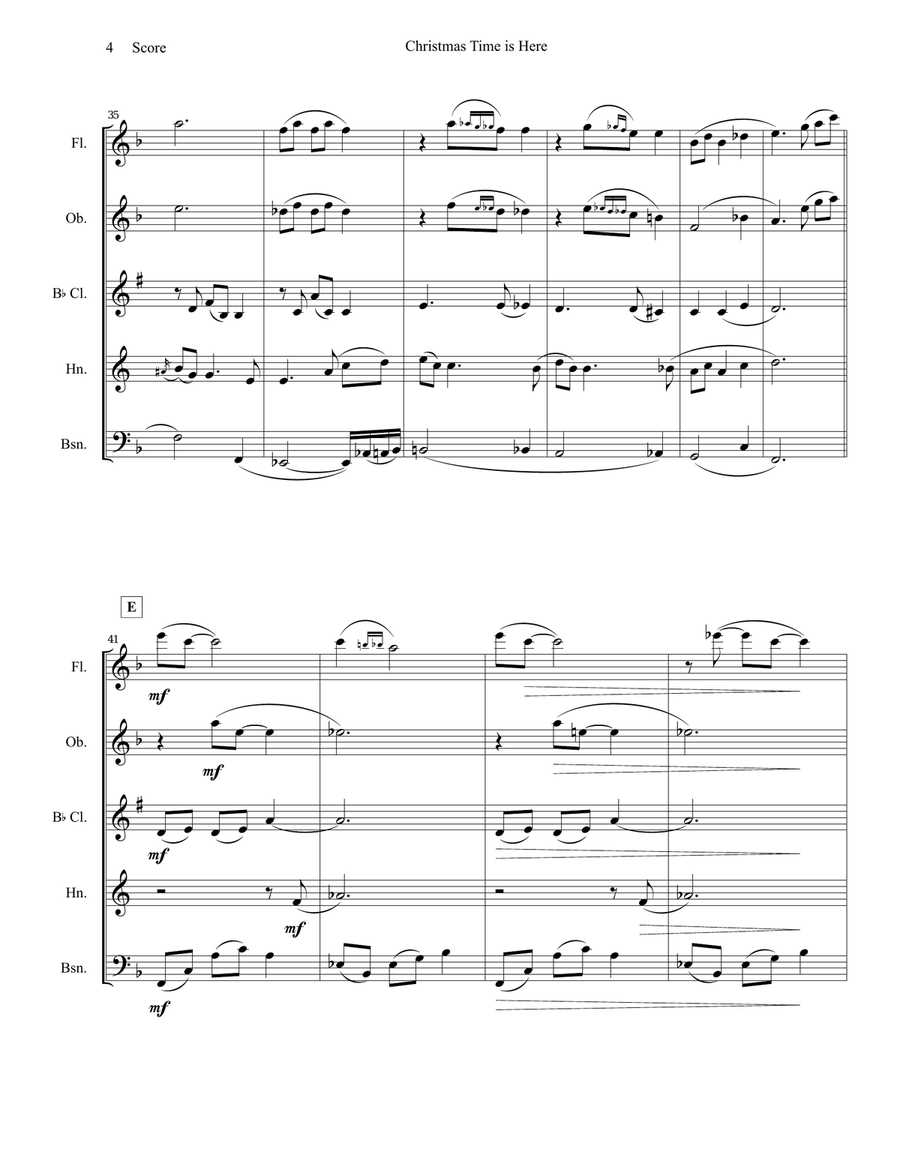 Christmas Time Is Here Christmas Time Is Here Woodwind Quintet scores gallery preview page 5