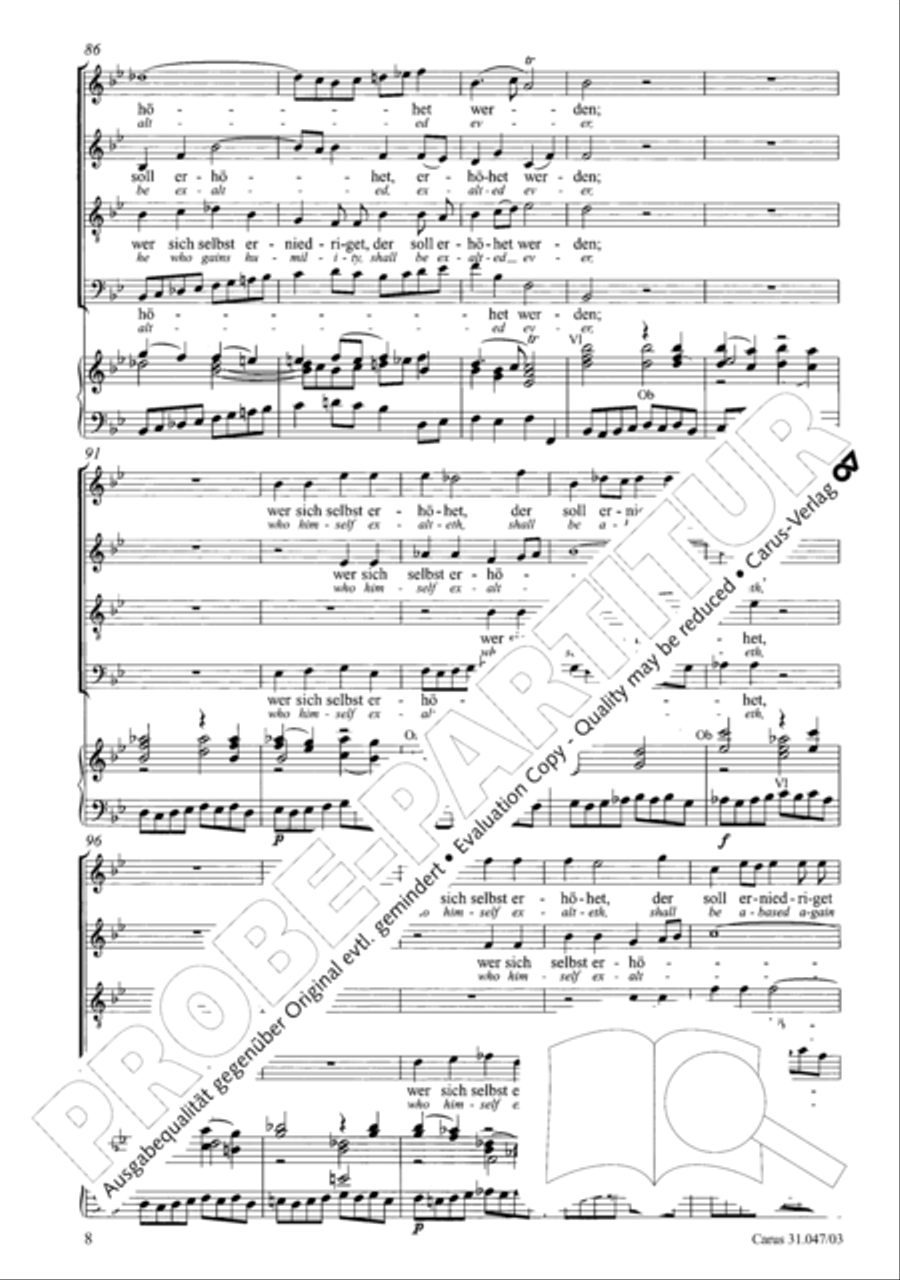 Who himself exalteth shall be abased again (Wer sich selbst erhohet, der soll erniedriget werden) 4-Part scores gallery preview page 9