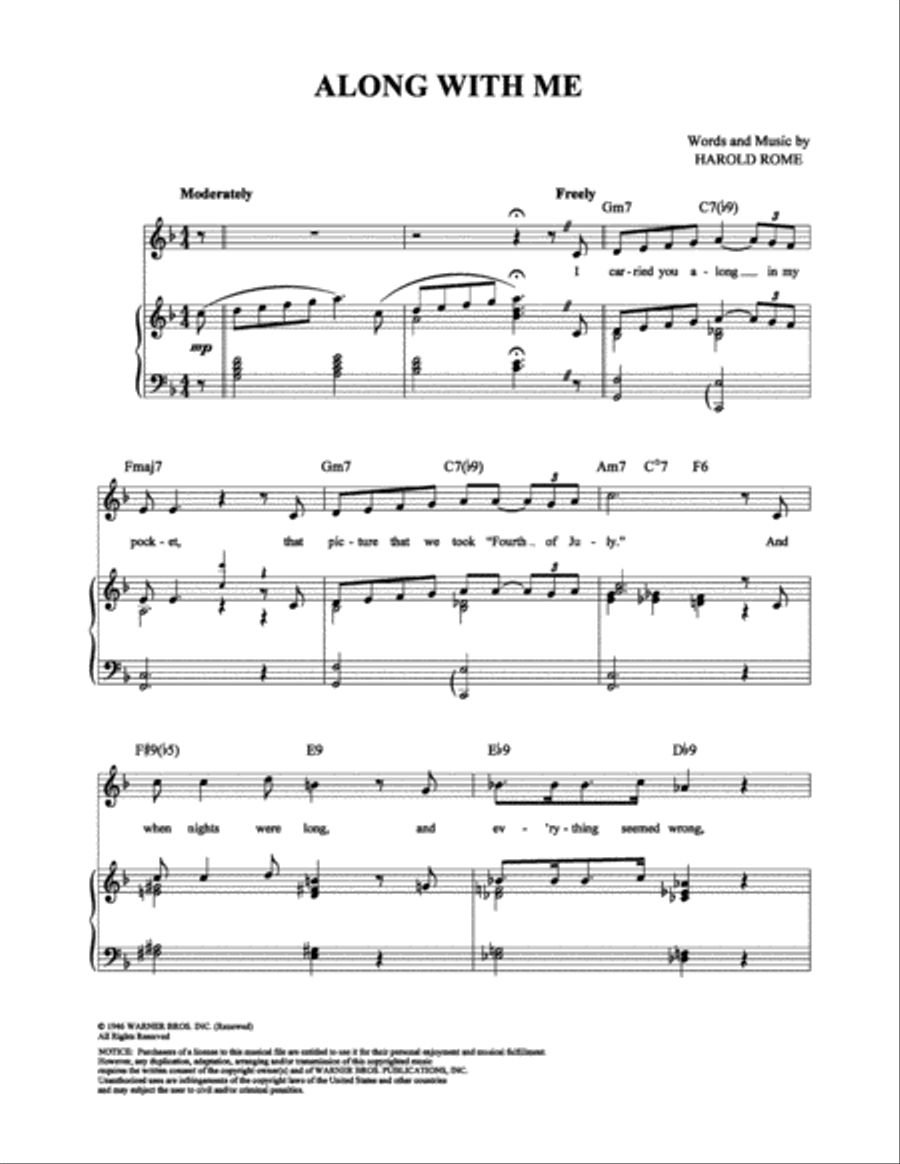 Along With Me Piano, Vocal, Guitar scores gallery preview page 1