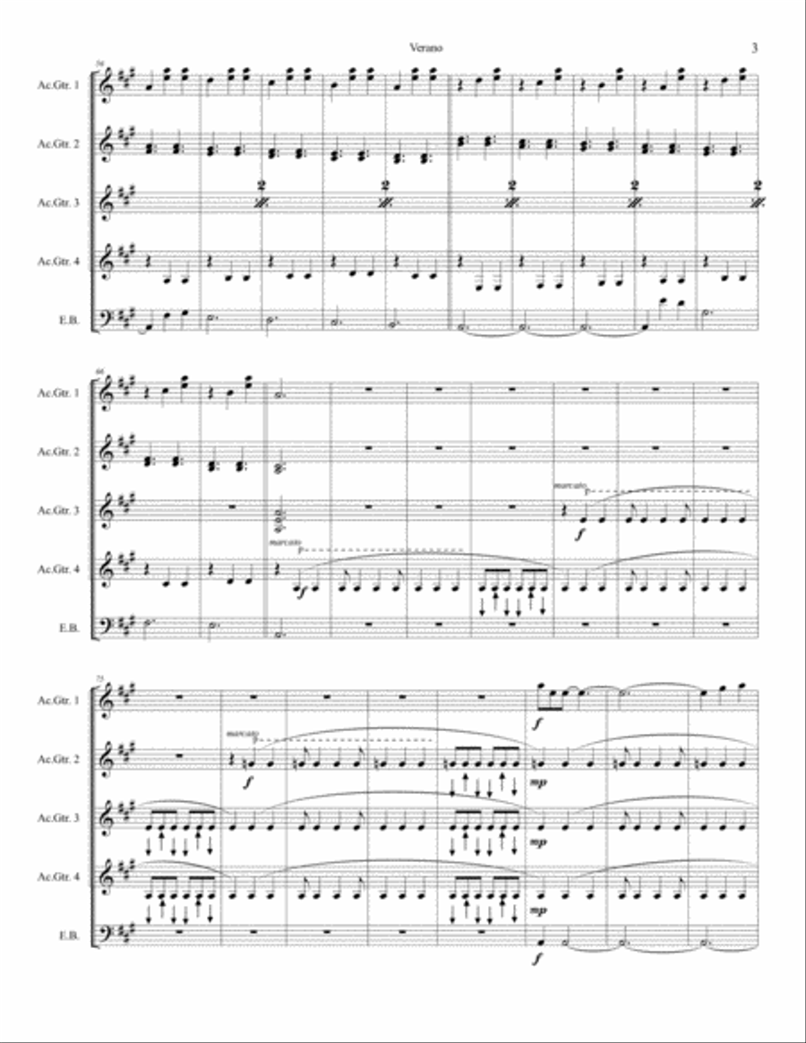 Verano - 4 Guitars & Electric Bass Small Ensemble scores gallery preview page 4