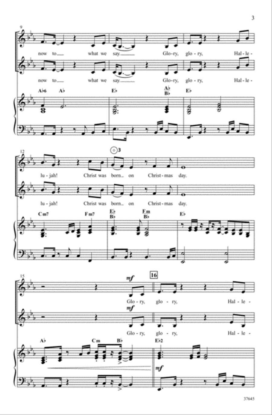 Christmas Glory Hallelujah 2-Part scores gallery preview page 2