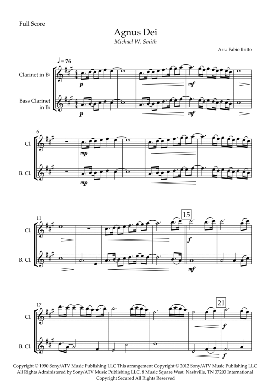 Agnus Dei Clarinet Duet scores gallery preview page 1