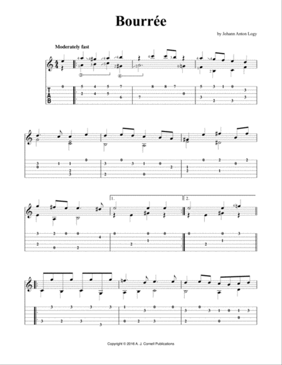 Bourrée Classical Guitar scores gallery preview page 1