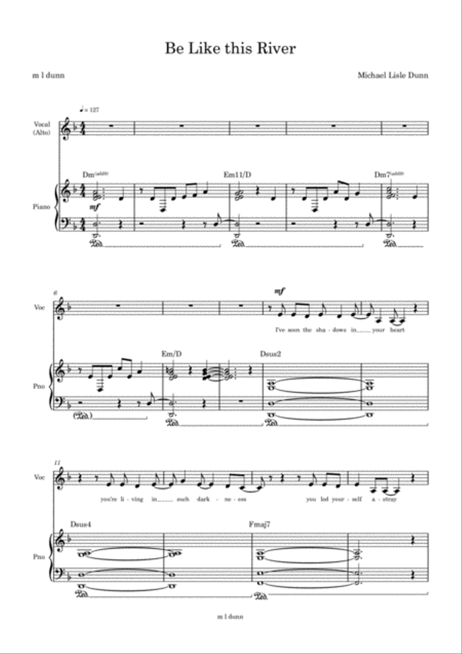 Be Like This River - Piano and Alto Voice Alto Voice scores gallery preview page 1