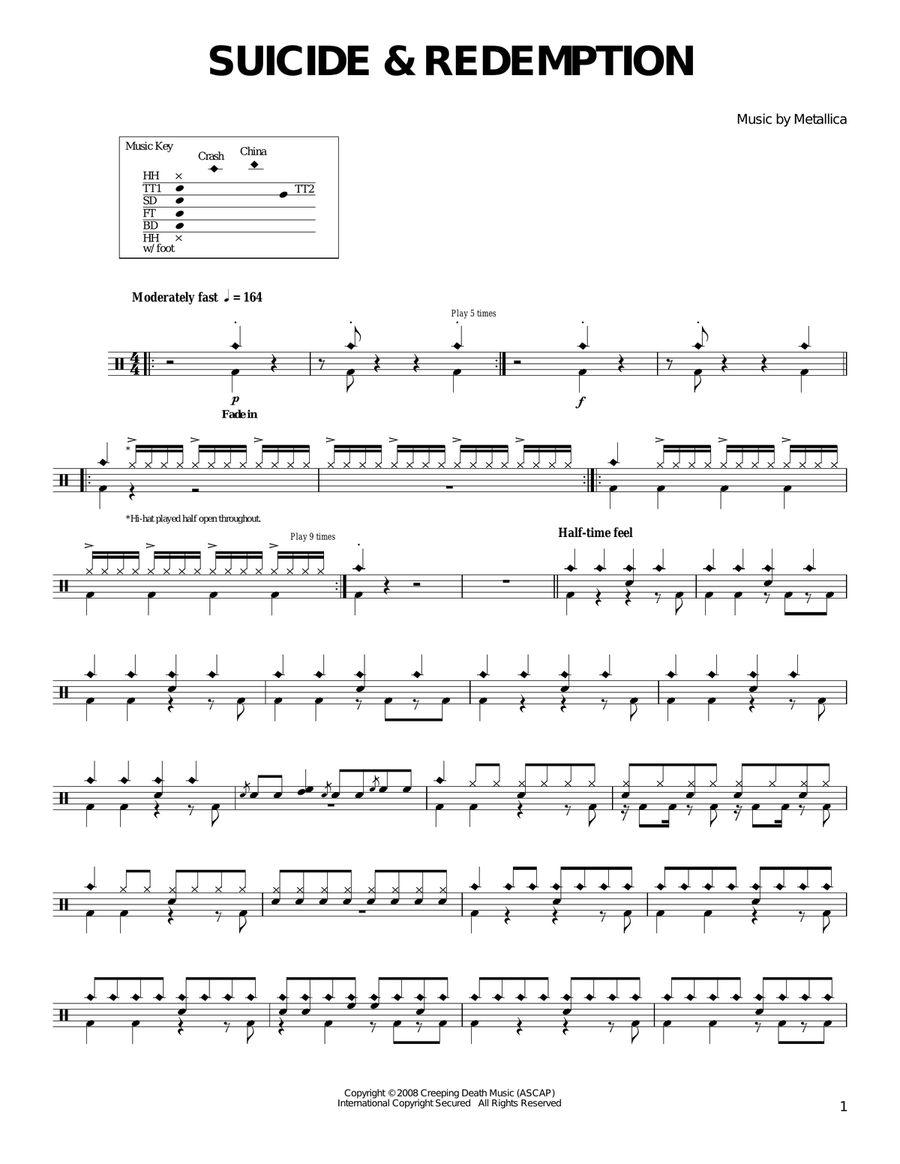 Suicide & Redemption Drum Set scores gallery preview page 1