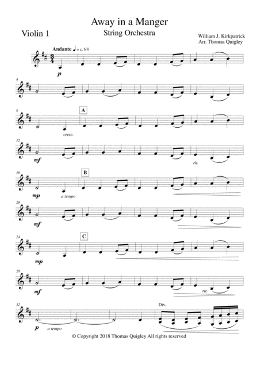 Away in a Manger String Orchestra scores gallery preview page 5