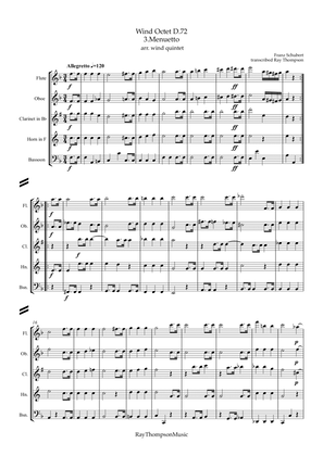 Book cover for Schubert: Wind Octet D.72 Mvt.III Menuetto and Trio - wind quintet