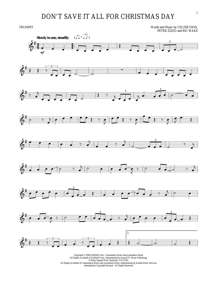 Don't Save It All For Christmas Day Trumpet Solo scores gallery preview page 1