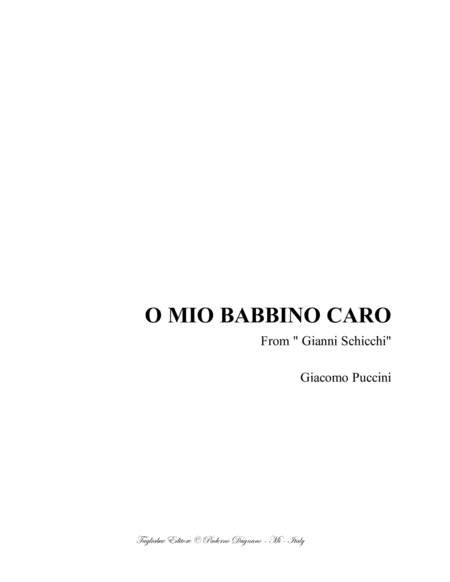 O MIO BABBINO CARO - G. Puccini - For Soprano and Piano image number null