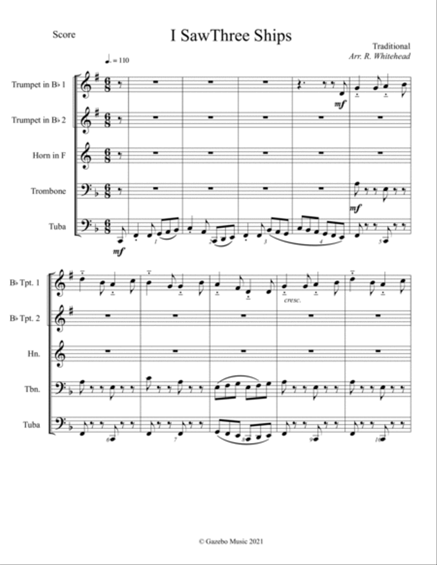 I Saw Three Ships I Saw Three Ships Brass Ensemble scores gallery preview page 3