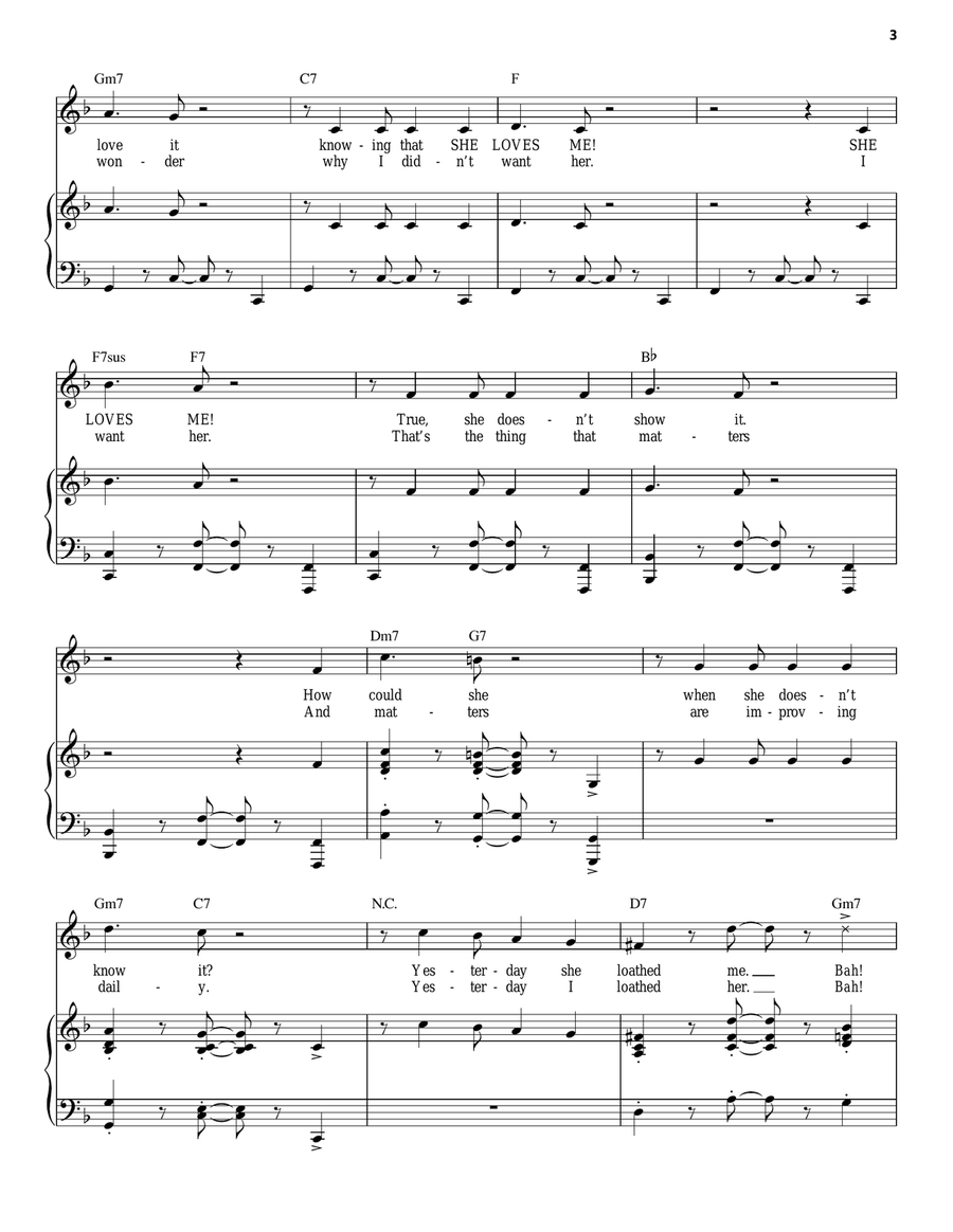 She Loves Me Piano, Vocal, Guitar scores gallery preview page 3