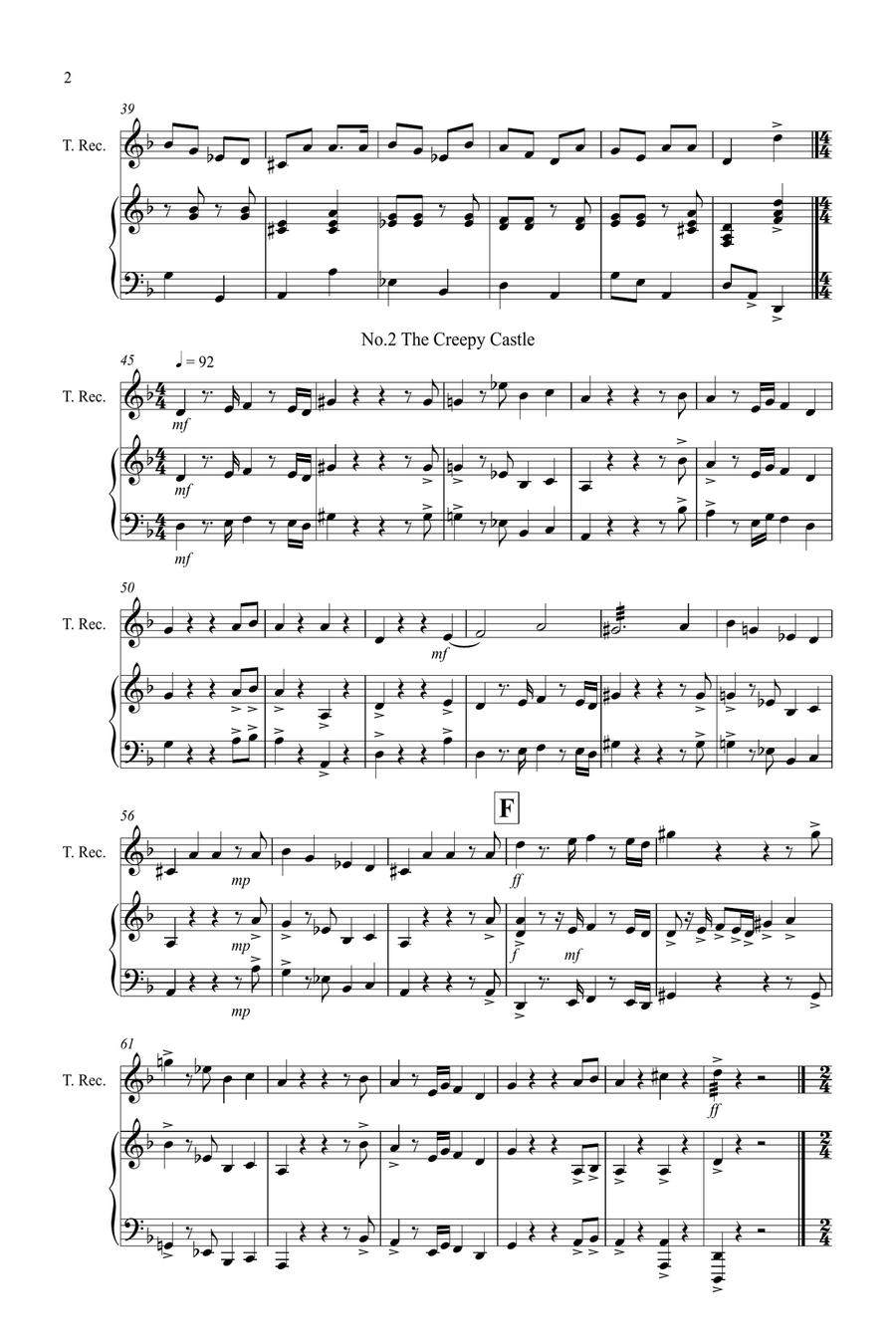 3 Halloween Pieces for Tenor Recorder and Piano Tenor Recorder scores gallery preview page 2