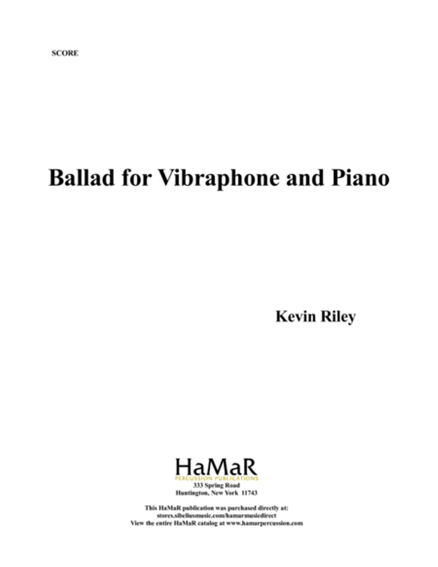Ballad for Vibraphone & Piano Piano Accompaniment scores gallery preview page 1