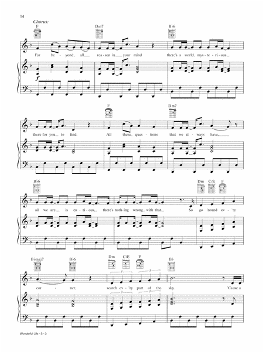 Wonderful Life (from Smallfoot) Piano, Vocal, Guitar scores gallery preview page 3