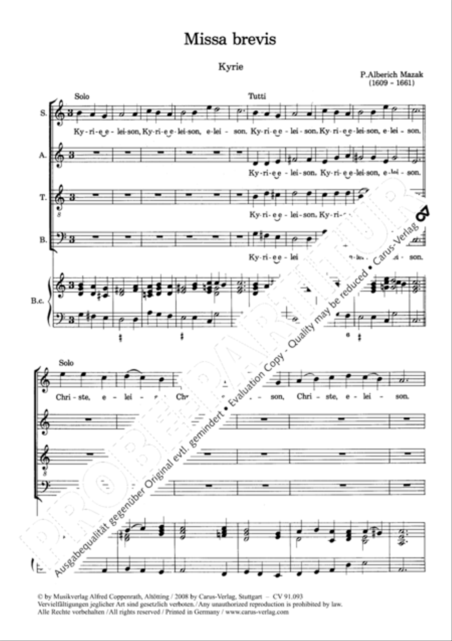 Missa brevis 4-Part scores gallery preview page 7