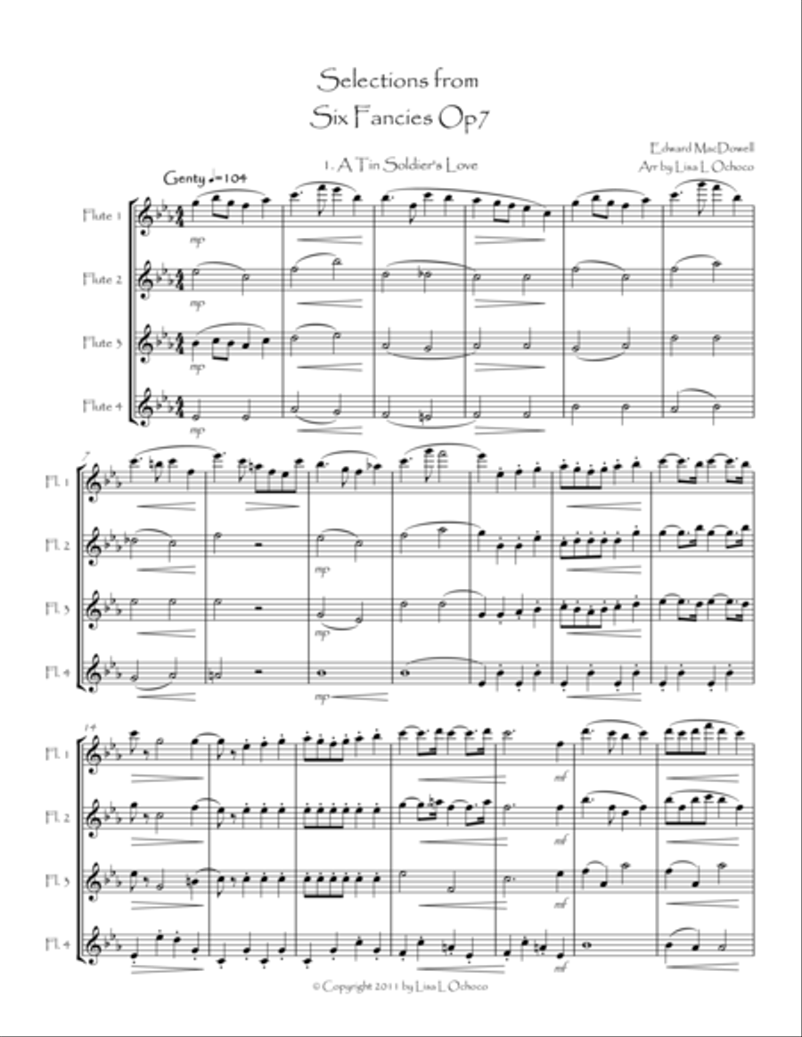 Selections from Six Fancies for Flute Quartet Flute Quartet scores gallery preview page 2
