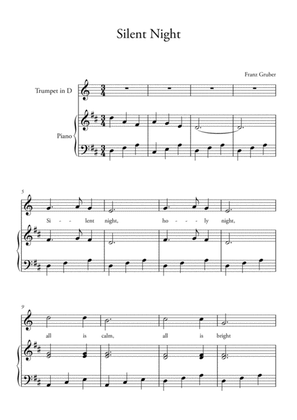 Silent Night for Piano and Trumpet in D – easy