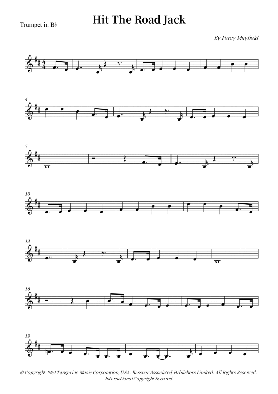 Hit The Road Jack B-Flat Trumpet scores gallery preview page 1