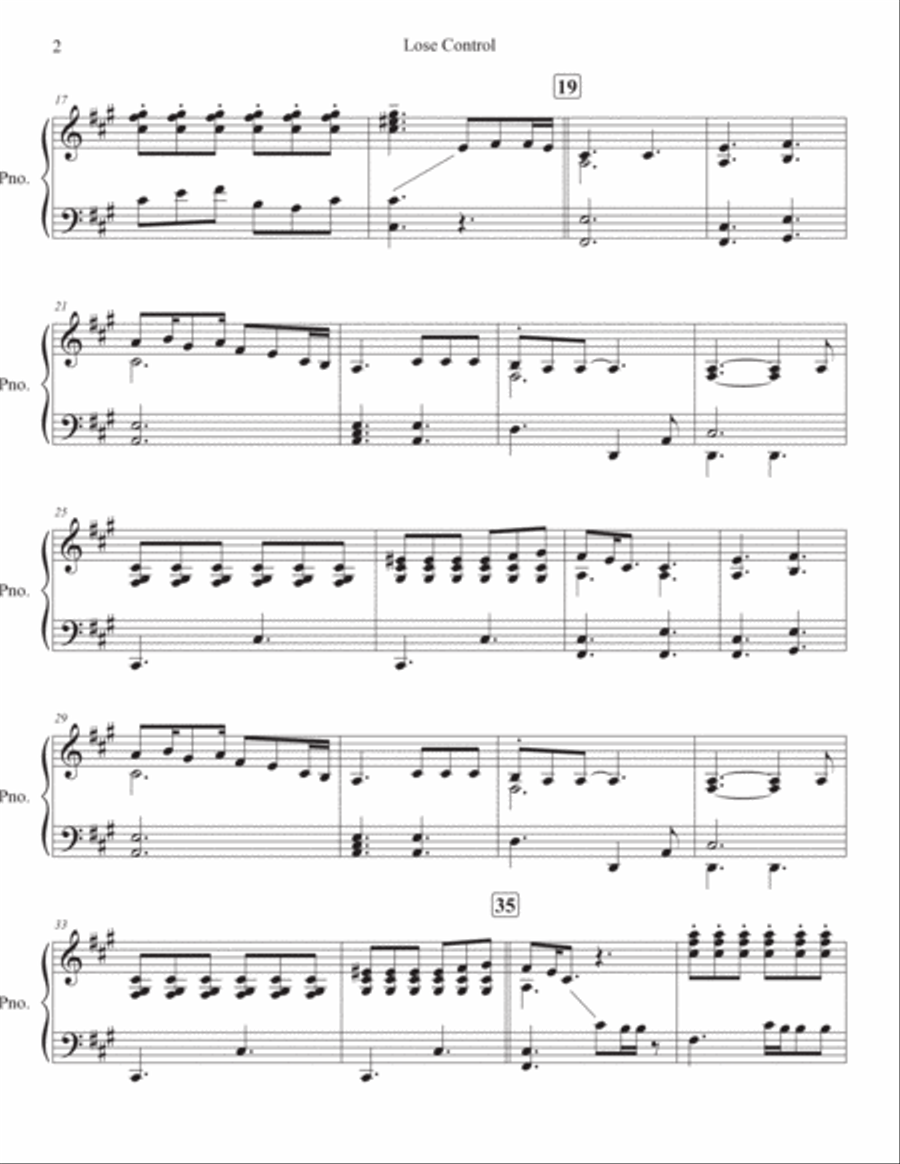 Lose Control Piano Solo scores gallery preview page 2