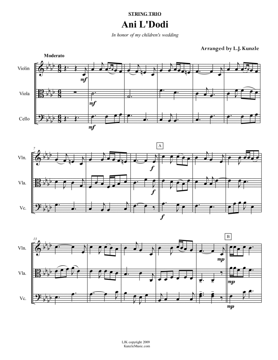 Jewish Wedding Music - 2 String Trio Arrangements String Trio scores gallery preview page 1