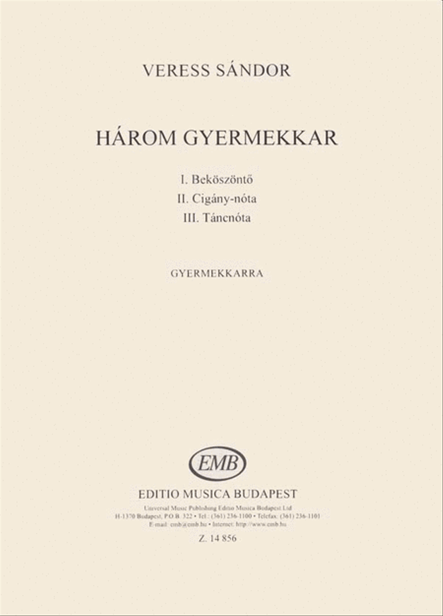 Három Gyermekkar Három Gyermekkar Children's Choir scores gallery preview page 1