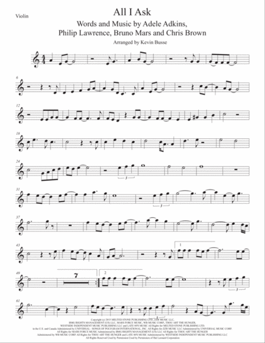 All I Ask Violin Solo scores gallery preview page 1