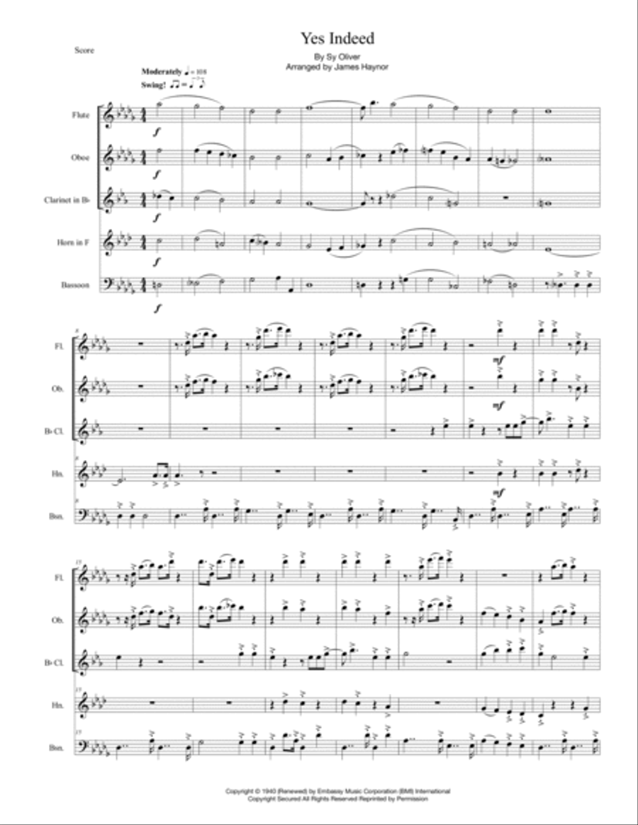 Yes Indeed Woodwind Quintet scores gallery preview page 3