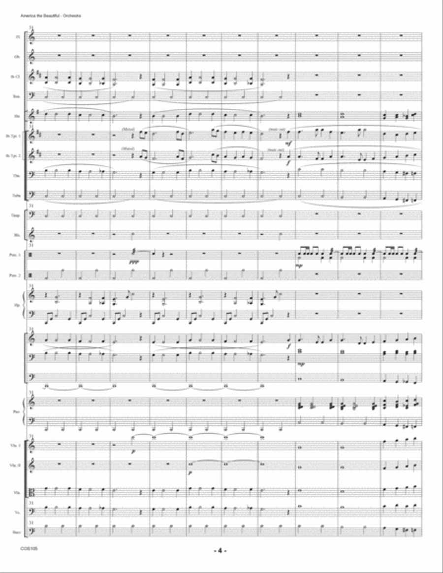 AMERICA, THE BEAUTIFUL - Symphonic Orchestra AMERICA, THE BEAUTIFUL - Symphonic Orchestra Full Orchestra scores gallery preview page 4