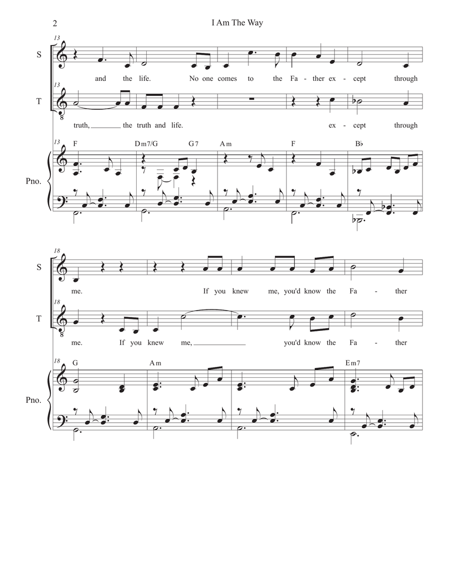 I Am The Way (2-part choir - (Soprano and Tenor) 2-Part scores gallery preview page 2